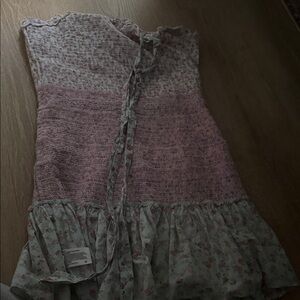 LoveShackFancy Pink and Gray Floral Kids Dress